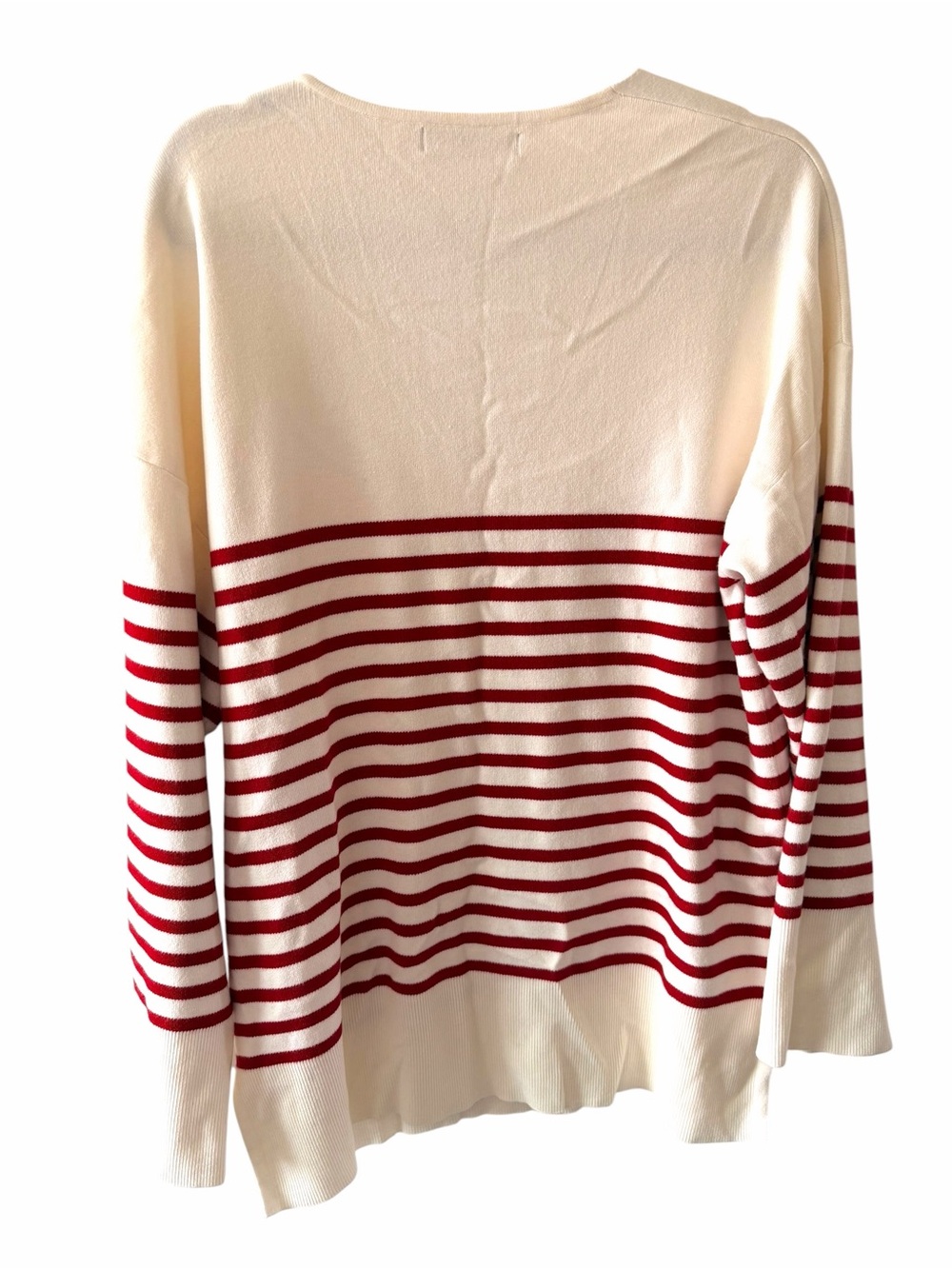 Mango Cream Sweater with Red Stripes a viscose blend size xl relax fit - Picture 7 of 9